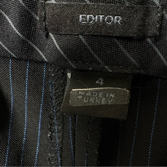 Express Editor Pinstripe Trousers Size 4 Office Siren Medium Rise Straight Leg - Picture 12 of 15